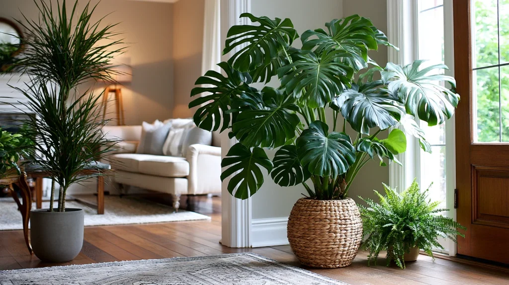 7 Unique Large Indoor Plants Ideas 3 Monstera Deliciosa for Entryway Greenery