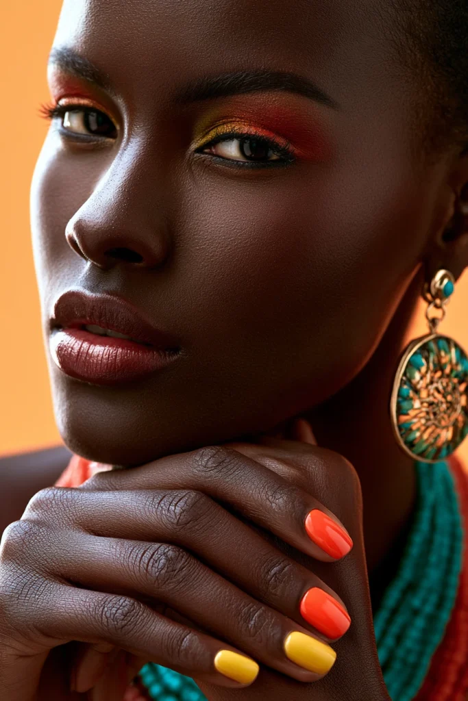 9 Brown and White Nails Ideas 7 Nail Art For Dark Skin Warm Contrast