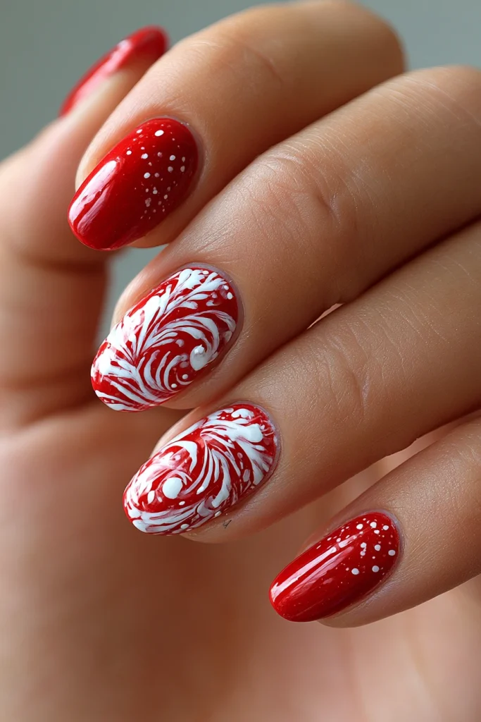 11 Red French Tip Nails Ideas 8 Nail Arts with Red Swirls
