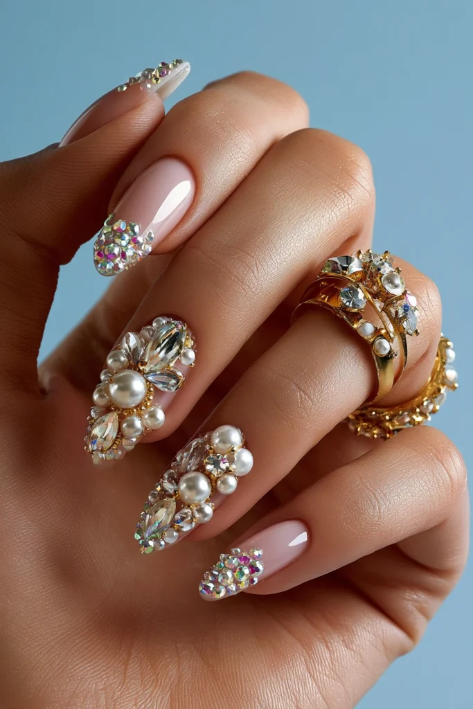 10 Light Brown Nails Ideas 7 Nail Ideas 3D Art with Pearl Accents 1