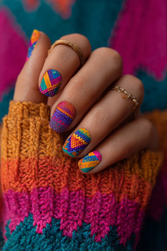 9 Summer Boho Nails Ideas 7 Nail Inspo Mexico with Colorful Patterns