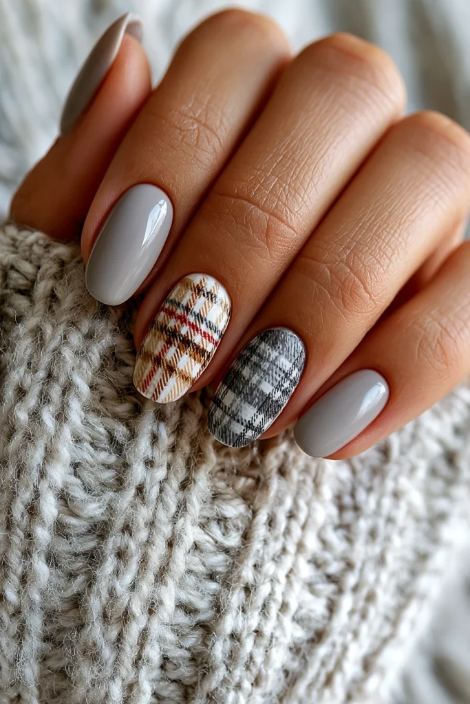 13 Green and Brown Nails Ideas 9 Nail Patterns with Plaid Details
