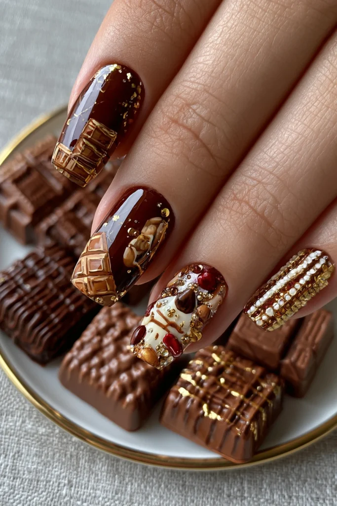 11 Chocolate Brown Nails Ideas 11 Nail Sets with Mixed Chocolate Designs