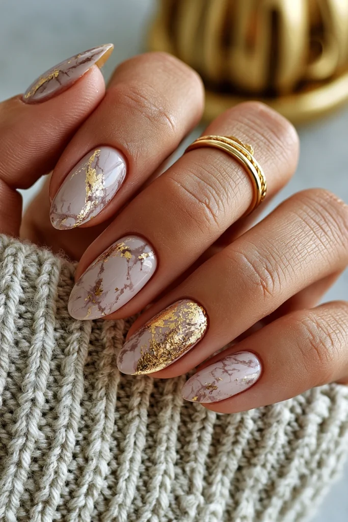 11 Blue and Brown Nails Ideas 10 Nail Swag with Gold Accents