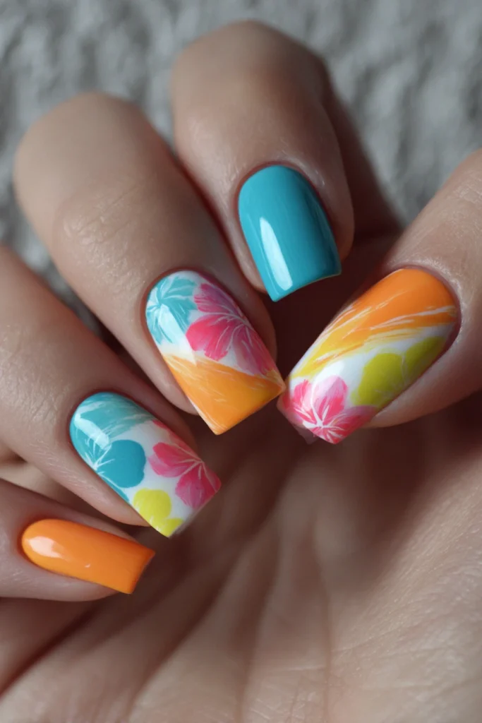 8 Special Summer Nails Inspiration Ideas 8 Nails Acrylic Summer with Bold Color Combinations