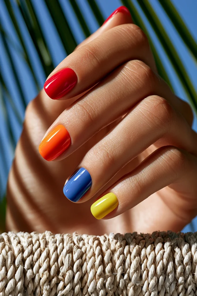 9 Summer Nails Basic Ideas 3 Nails Summer Colorful with Solid Shades