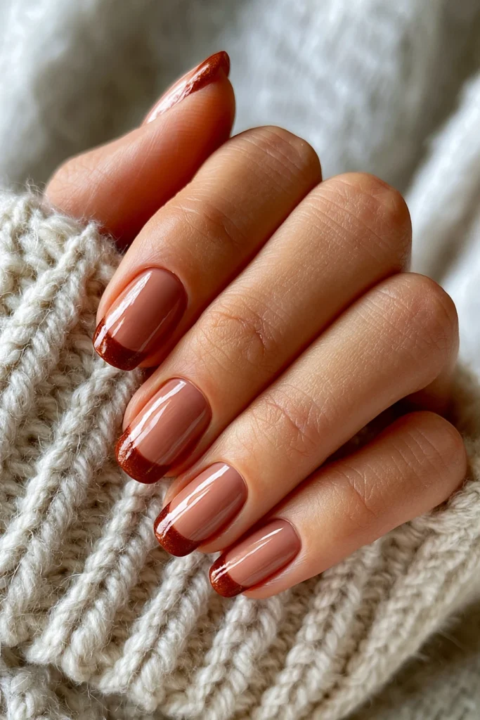 8 Brown and Blue Nails Ideas 3 Nails Y2K Simple with Brown French Tips