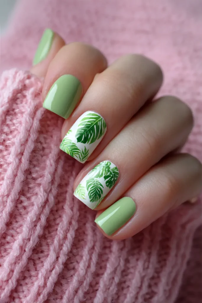 9 Summer to Fall Nails Ideas 3 Navy and Nude Color Block Nails