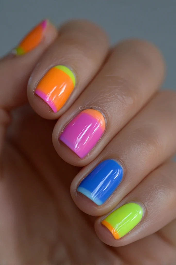 10 Bold Summer Nails Ideas 2 Neon Color Block Nails