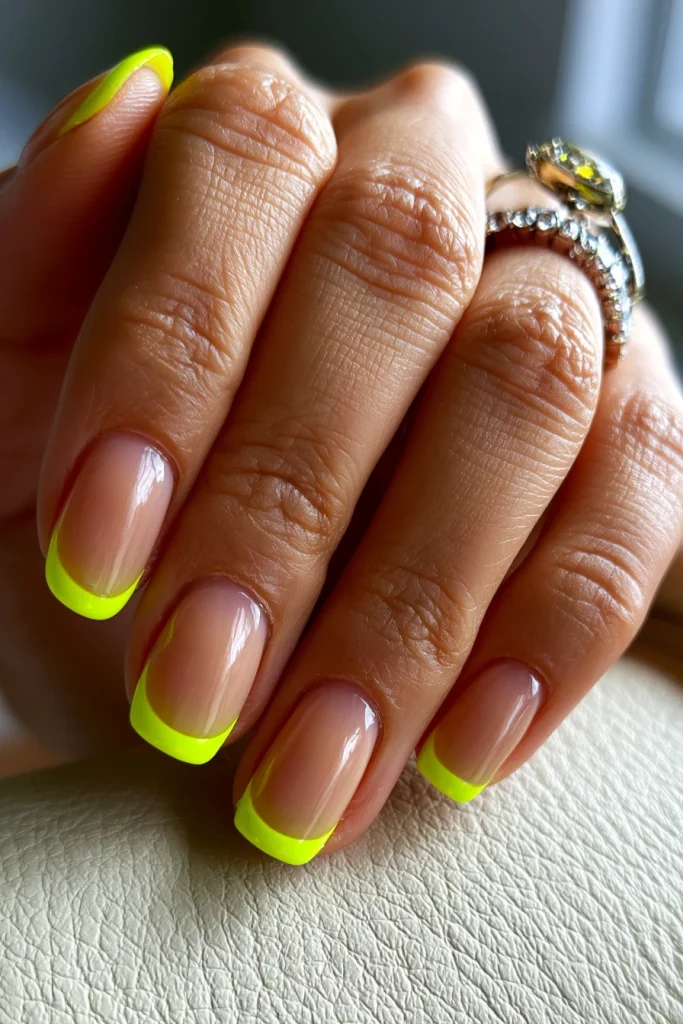 8 Summer Nails Neon Ideas 9 Neon Yellow Minimal French Tips
