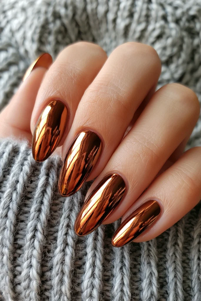 12 Nude Brown Nails Ideas 11 Nude Brown Chrome Nails