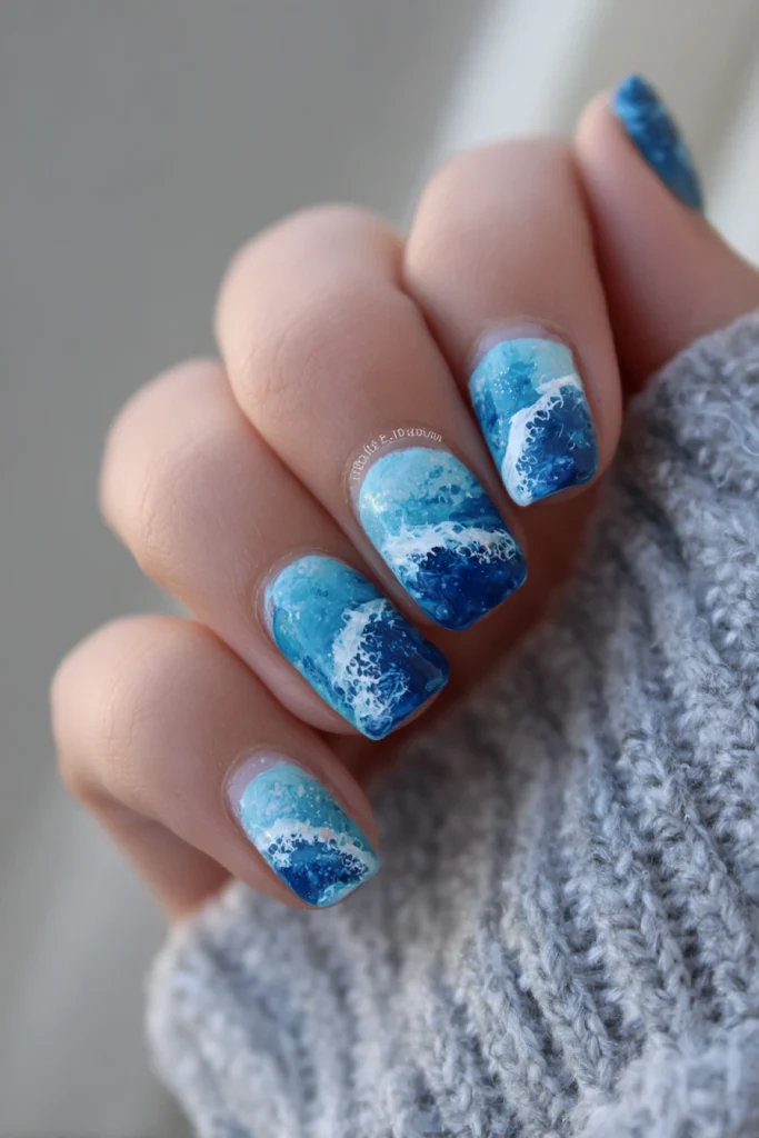 10 Bold Summer Nails Ideas 8 Ocean Wave Nail Design 1