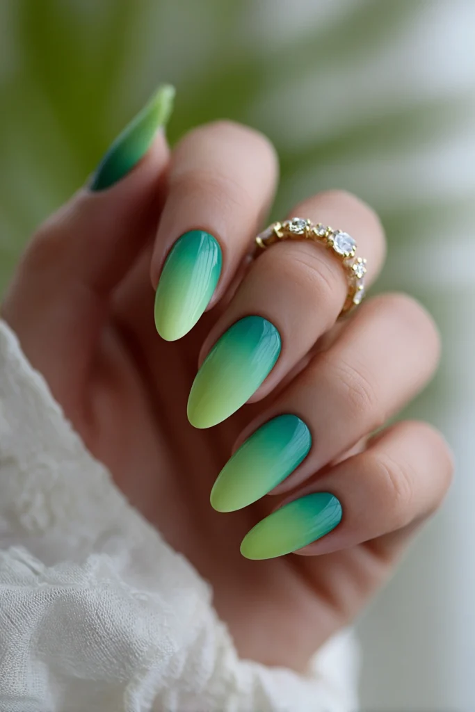13 Summer Nails Green Ideas 6 Ombre Green Summer Nails