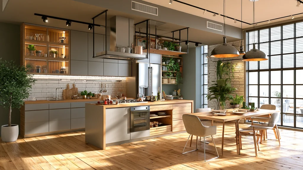 11 Famous Indian Kitchen Design Ideas 7 Open Kitchen with Dining Connection