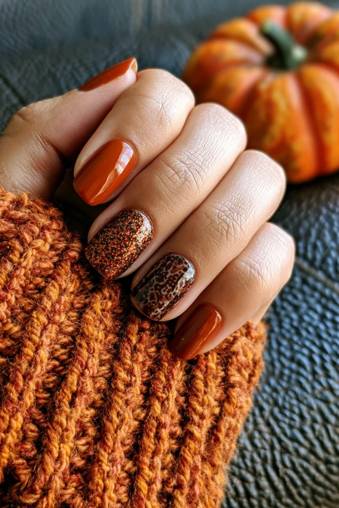 8 Cute Brown Nails Ideas 7 Orange and Brown Nails for Autumn Vibes