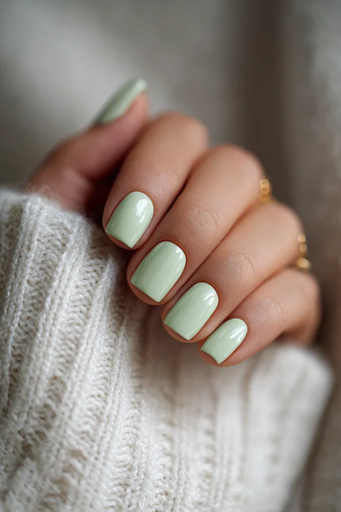 13 Summer Nails Green Ideas 3 Pastel Green Nails with Minimalist Details