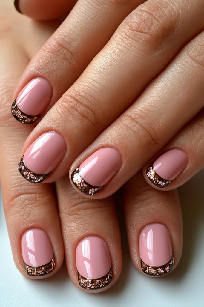 12 Brown French Nails Ideas 6 Pink Acrylic Nails with Brown French Tips