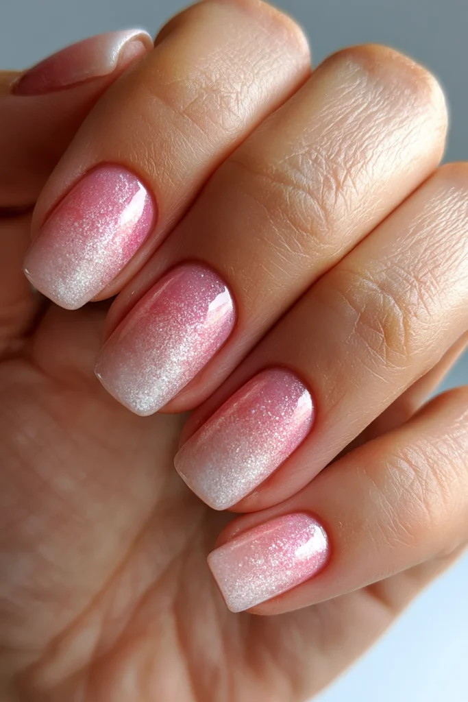9 Glazed Donut Nails Hailey Bieber Pink Ideas 8 Pink Pearl Ombre Nails