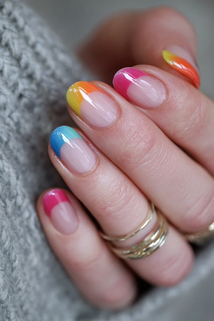 10 Bold Summer Nails Ideas 6 Rainbow French Tips