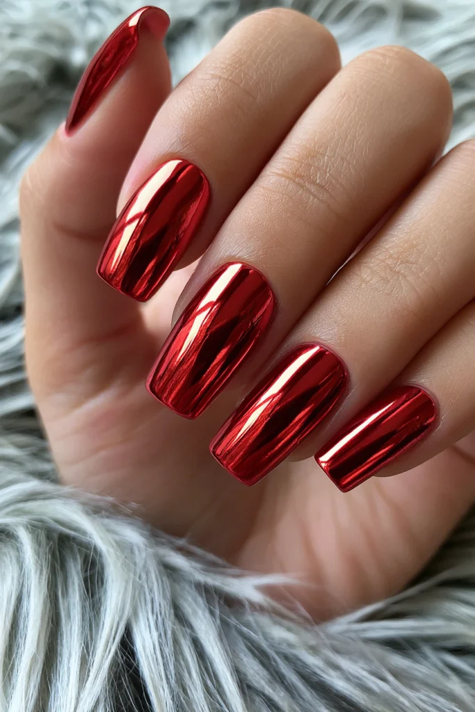 13 Red Nails Acrylic Ideas 13 Red Chrome Acrylic Nails