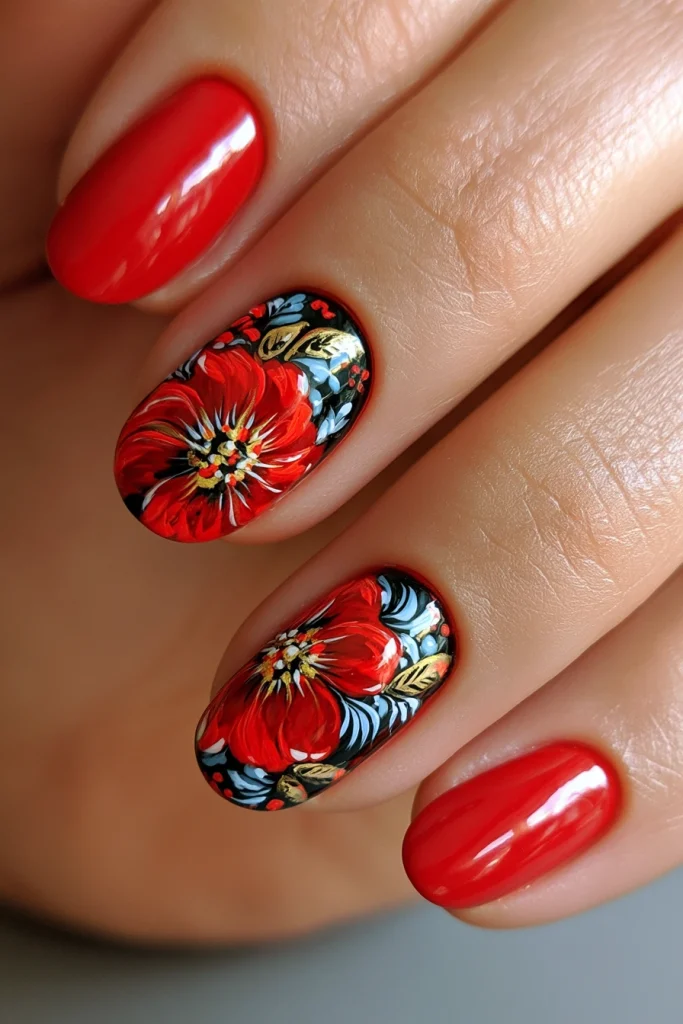 9 Red and Black Nails Ideas 9 Red and Black Chrome Details