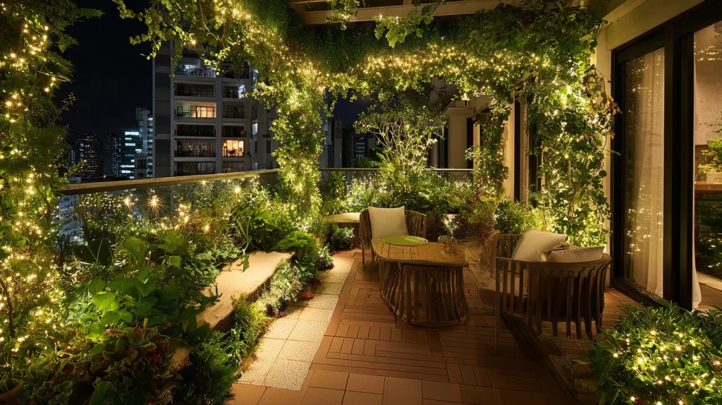 11 Famous Terrace Garden Design Ideas 12 Romantic Terrace Garden with Fairy Lighting