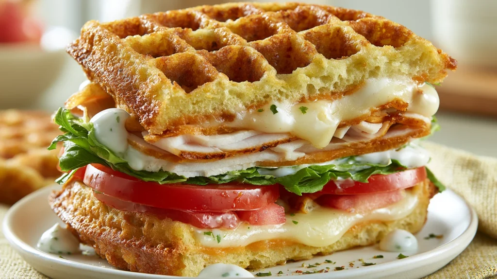 Parmesan Waffle Sandwiches - Easy Gourmet Savory Breakfast 2 Parmesan Waffle Sandwiches