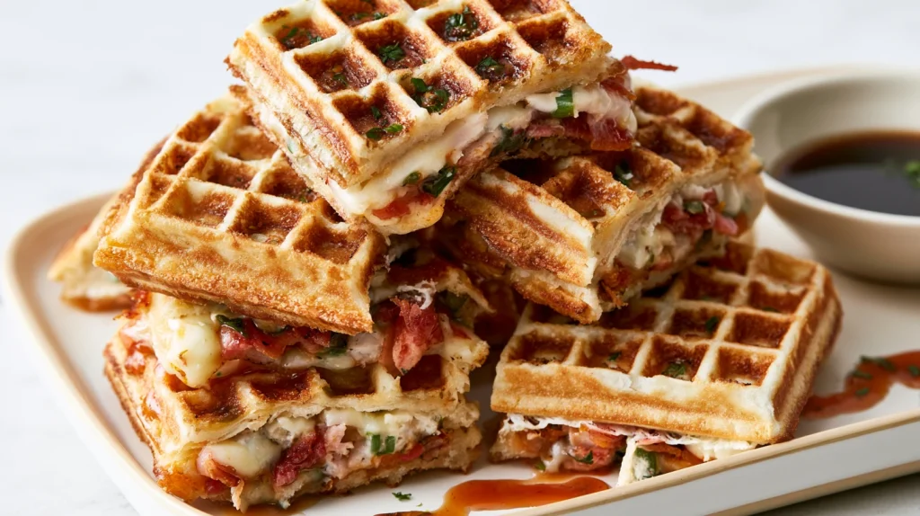 Parmesan Waffle Sandwiches - Easy Gourmet Savory Breakfast 9 Parmesan Waffle Sandwiches