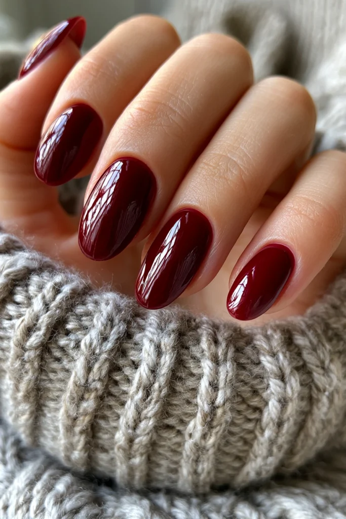 12 Dark Cherry Red Nails Ideas 8 Short Almond Wine Red Nails