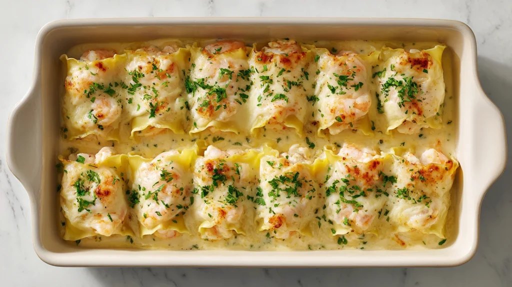 Shrimp Stuffed Pasta Rolls - Creamy & Cheesy Dinner Idea 16 Shrimp Stuffed Pasta Rolls