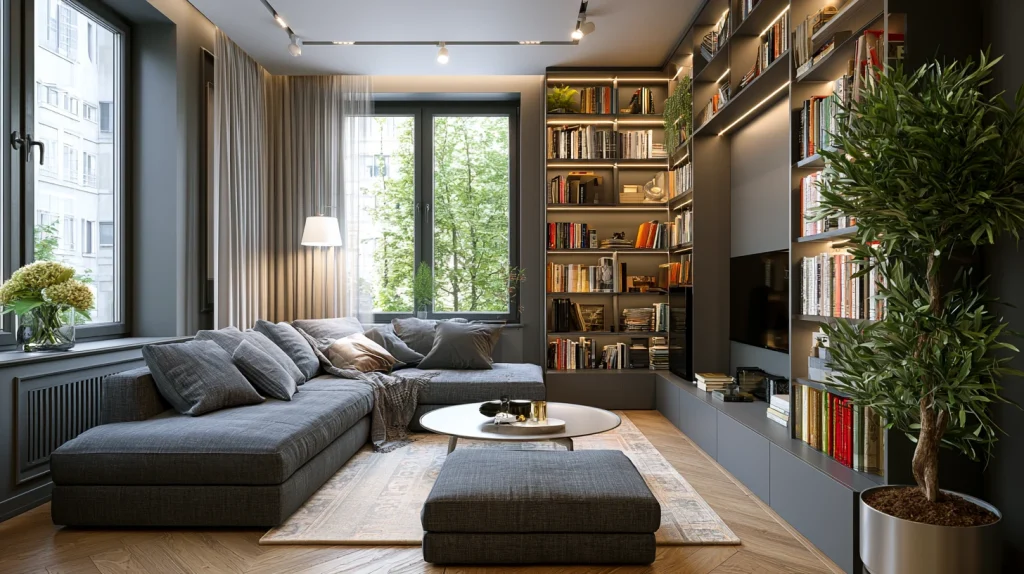 6 Modern Minimalist Living Room Ideas 7 Small Apartment Living Room with Smart Storage