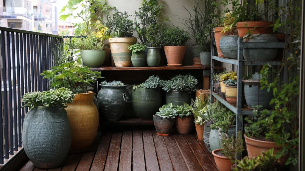 12 Famous Balcony Garden Ideas 2 Small Garden in Balcony with Layered Pots