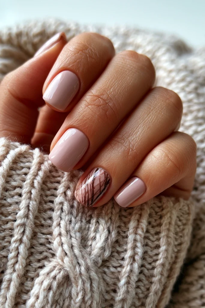 11 Pink and Brown Nails Ideas 2 Soft Pink and Brown Minimal Nails