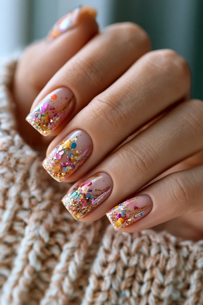 8 Brown and Blue Nails Ideas 7 Square Nails with Whimsical Details