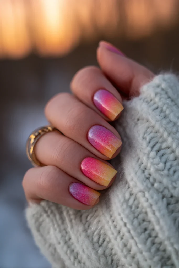 11 Special Summer Nails Aura Ideas 2 Sunset Aura Nails for Tropical Vibes