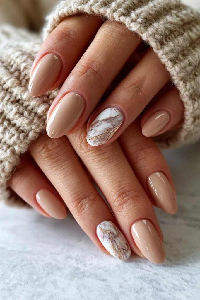 8 Brown Marble Nails Ideas 8 Tan Acrylic Nails with Minimal Marble Lines