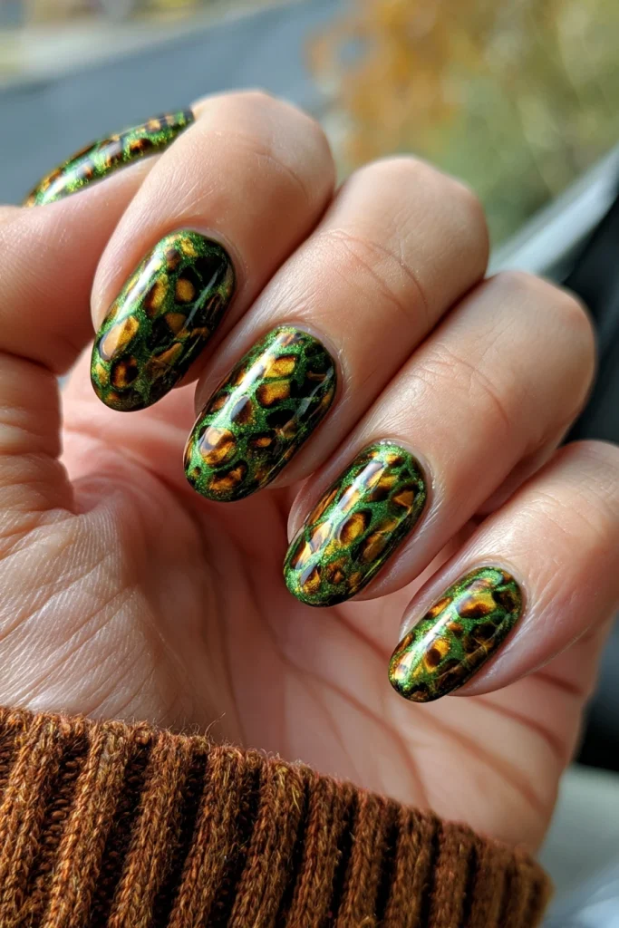 13 Green and Brown Nails Ideas 13 Tortoise Inspired Green and Brown Nails