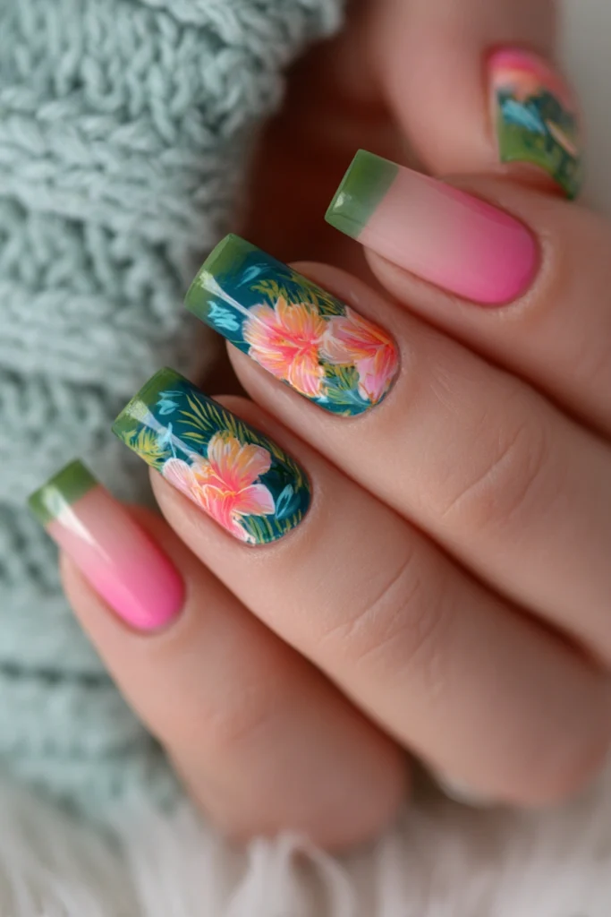 11 Summer Duck Nails Ideas 11 Tropical French Duck Nails