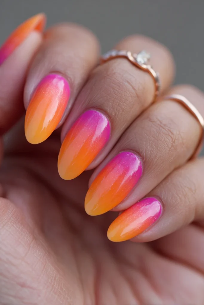 10 Summer Ombre Nails Ideas 6 Tropical Sunset Ombre Nails 2