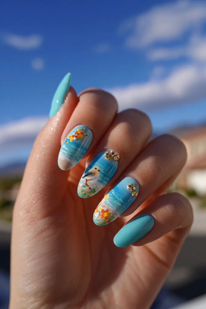 11 Summer Duck Nails Ideas 2 Turquoise Vacation Duck Nails