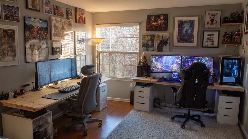 9 Famous Home Office Ideas for Two Ideas 7 Two Person Office and Game Room Combo