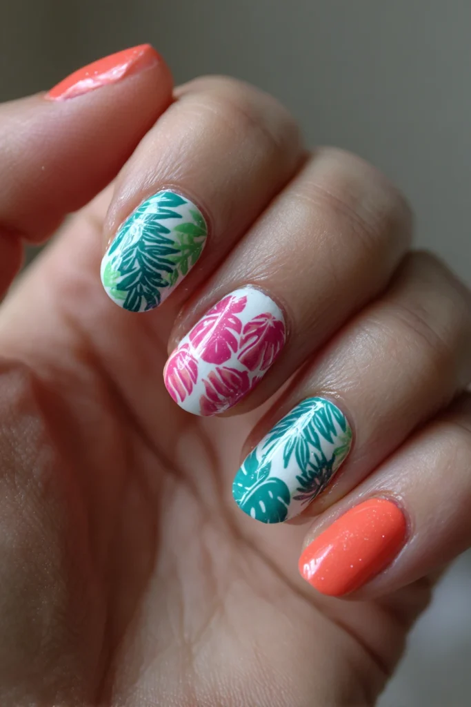 8 Best Long Summer Nails Ideas 6 Vacation Nail Design with Tropical Colors