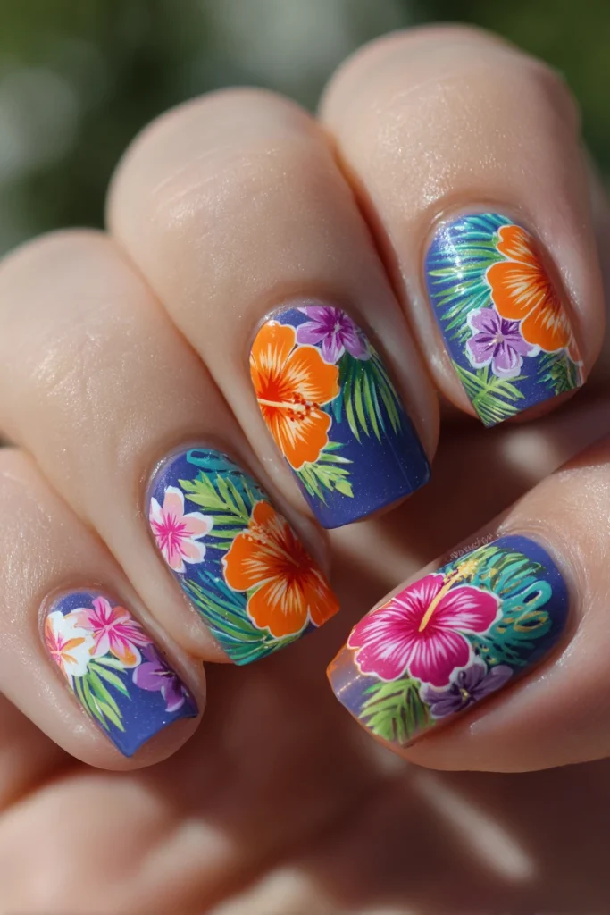 12 Modern Summer Nails Flowers Ideas 5 Vacation Nails with Tropical Flowers