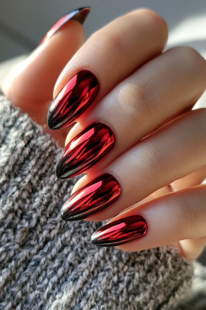 10 Red Chrome Nails Ideas 4 Vampire Inspired Chrome Nails