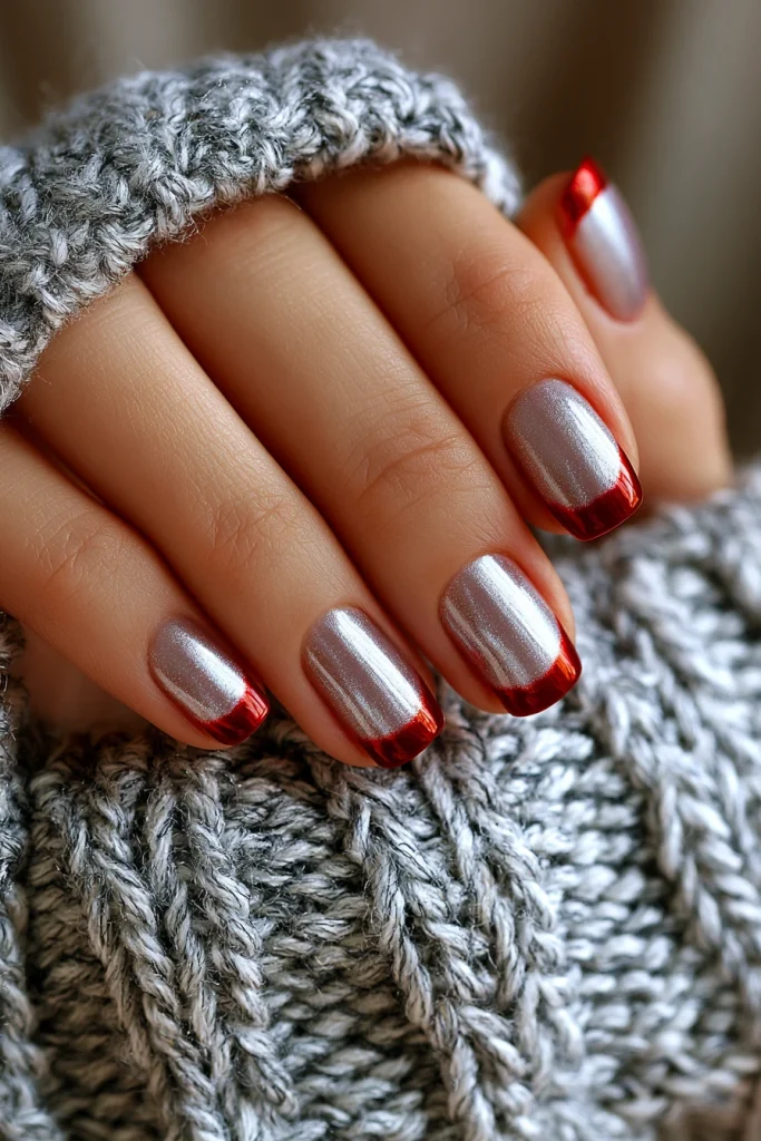 11 Red French Tip Nails Ideas 6 Winter Nails with Deep Red Tips