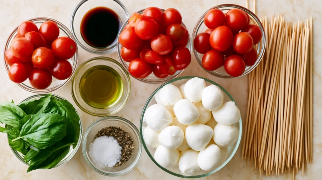 Caprese Skewers Recipe - Easy Fresh Party Appetizer 3 Caprese Skewers