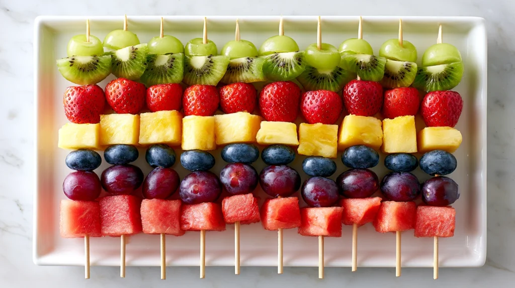 Fresh Fruit Kabobs - Easy Party Snacks & Healthy Treats 9 Fruit Kabobs