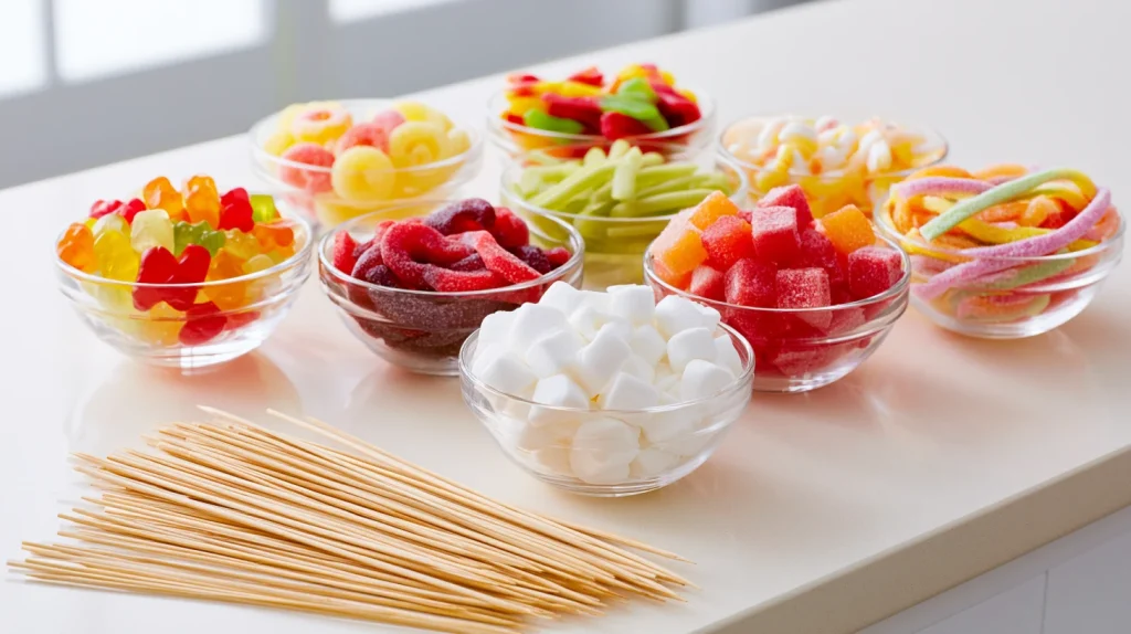 Gummy Candy Kabobs - Easy Fun Party Snack Idea 2 Gummy Candy Kabobs