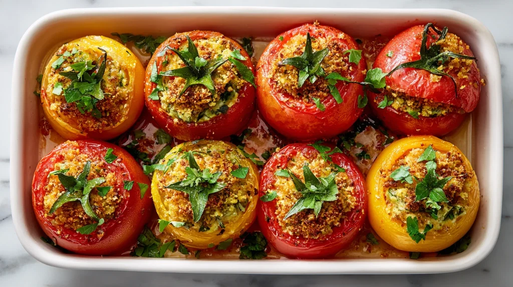 Flavorful Stuffed Tomatoes - Easy Perfect Family Dinner 12 Stuffed Tomatoes
