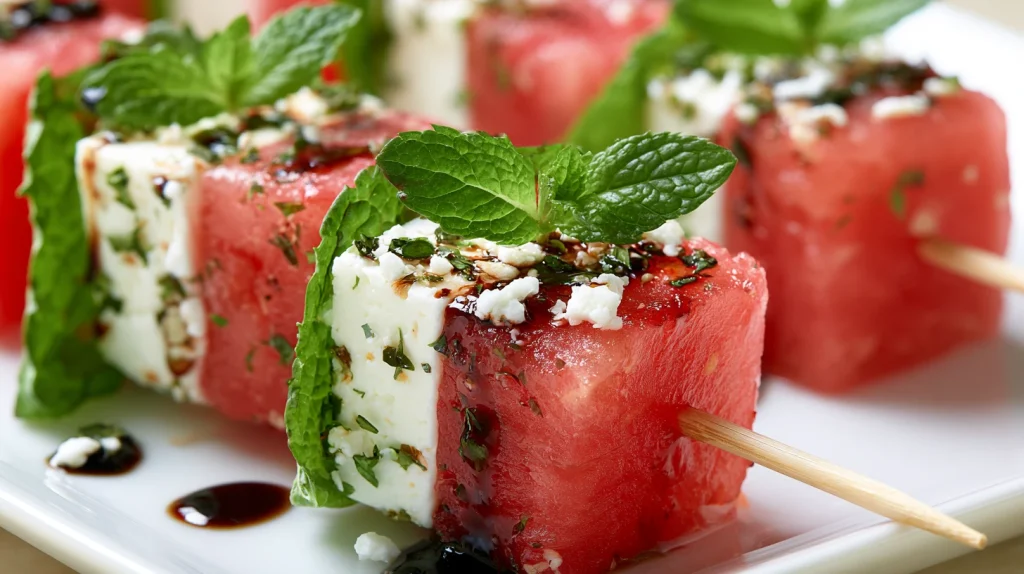 Watermelon Feta Skewers - Easy Summer Appetizer Recipe 2 Watermelon Feta Skewers